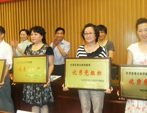 公司在江岸區(qū)委慶祝中國共產(chǎn)黨成立91周年表彰大會(huì)上喜獲雙榮